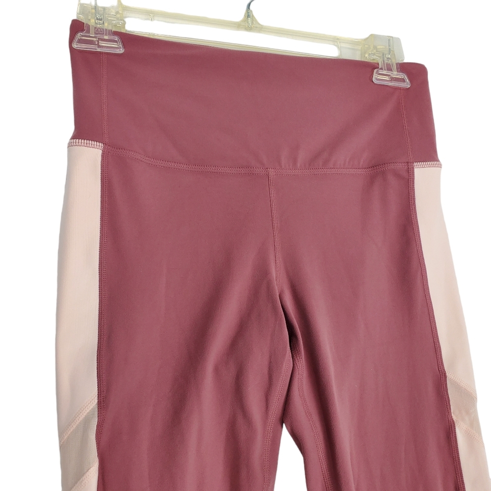 Athleta Two Tone Blush Rose Womens Stretch Leggings Mesh Inlay Size Small - Picture 3 of 15